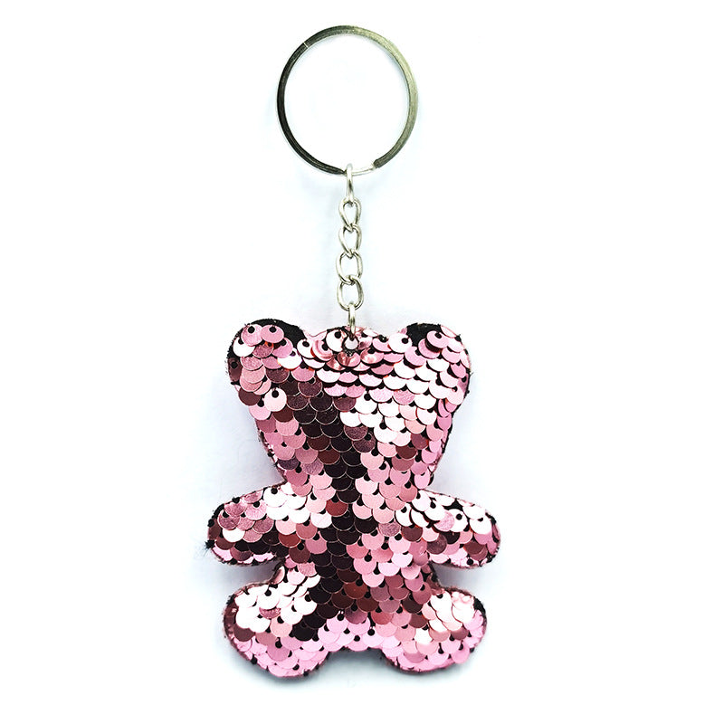 Wholesale Reflective Bright Surface Animal Plant PET Glitter Fashion Bag DIY Keychains